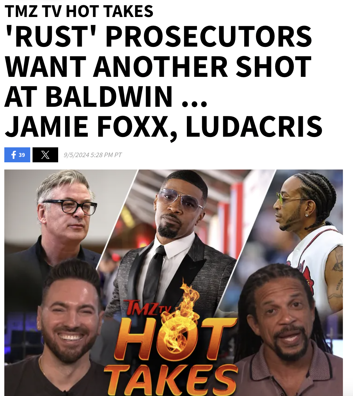 photo caption - Tmz Tv Hot Takes 'Rust' Prosecutors Want Another Shot At Baldwin ... Jamie Foxx, Ludacris f39X95 Pt Mzty Hot O Takes